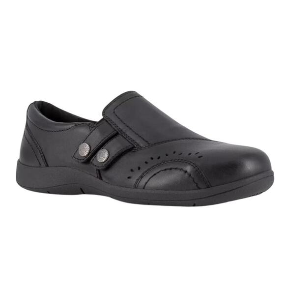 Rockport Womens Daisey Alloy Toe Work Slip-On Shoe US 5.5 Wide Black Leather NIB - Picture 1 of 13